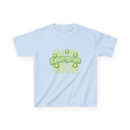 Kindergarten Stars Kids T‑Shirt — Cute Green Striped Back‑to‑School Tee