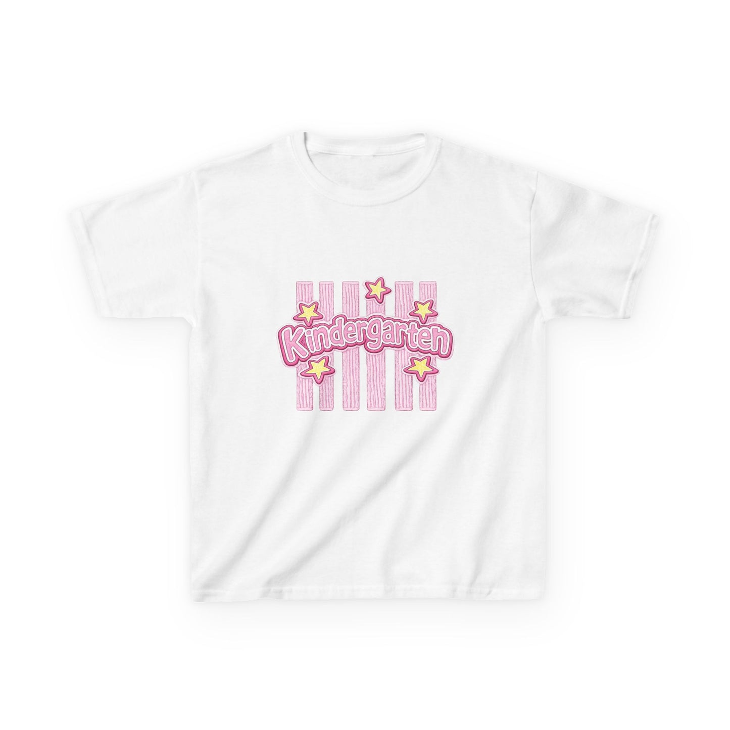 Kindergarten Kids Tee — Cute Pink Stars & Stripes Back-to-School Shirt