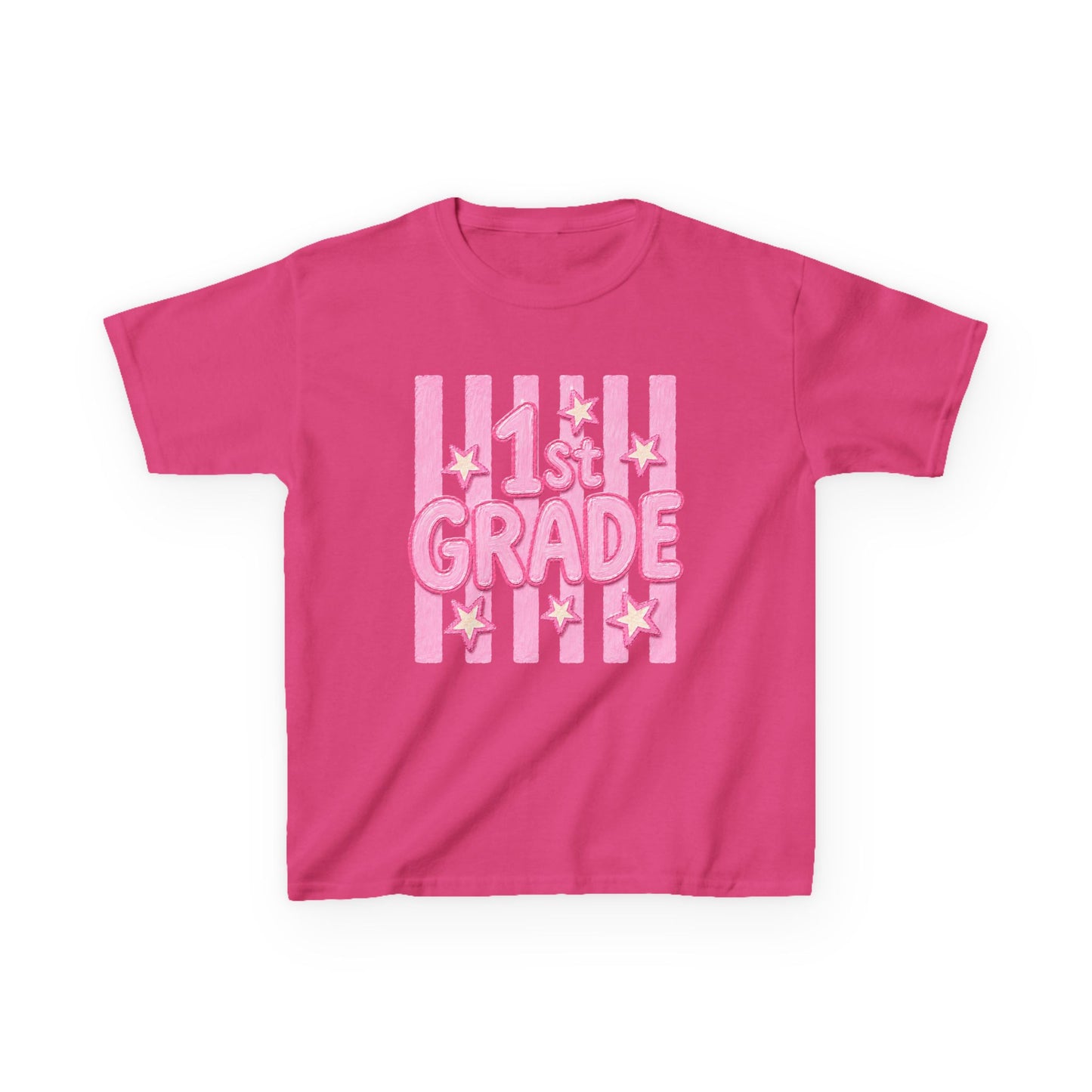 1st Grade Kids T‑Shirt - Cute Pink Stars Back-to-School Tee