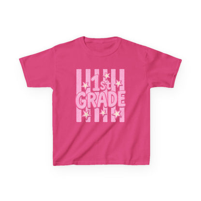 1st Grade Kids T‑Shirt - Cute Pink Stars Back-to-School Tee