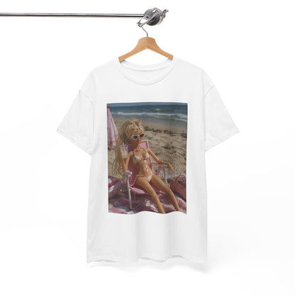 Vintage doll Beach Scene T-Shirt | Retro Doll Summer Print