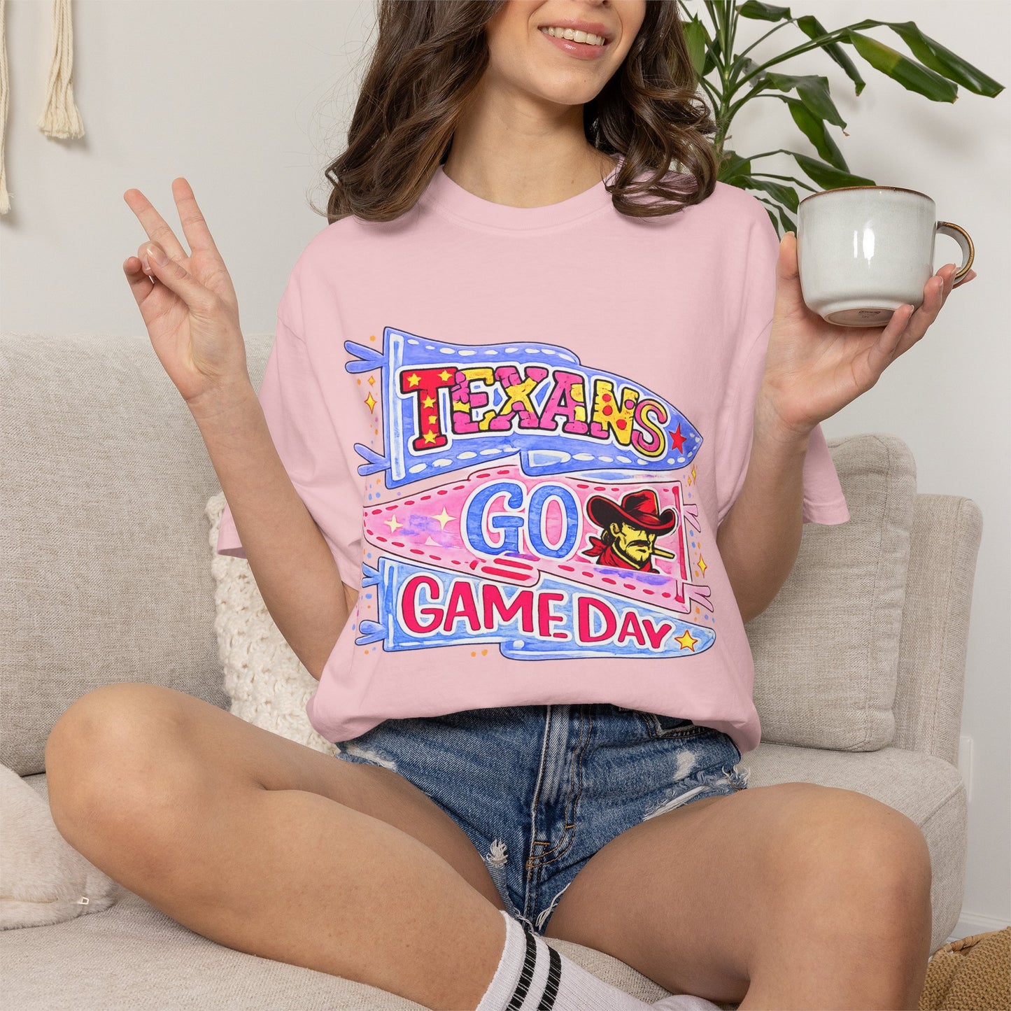 T-Shirt — Texans Go Game Day Pennant Graphic Tee