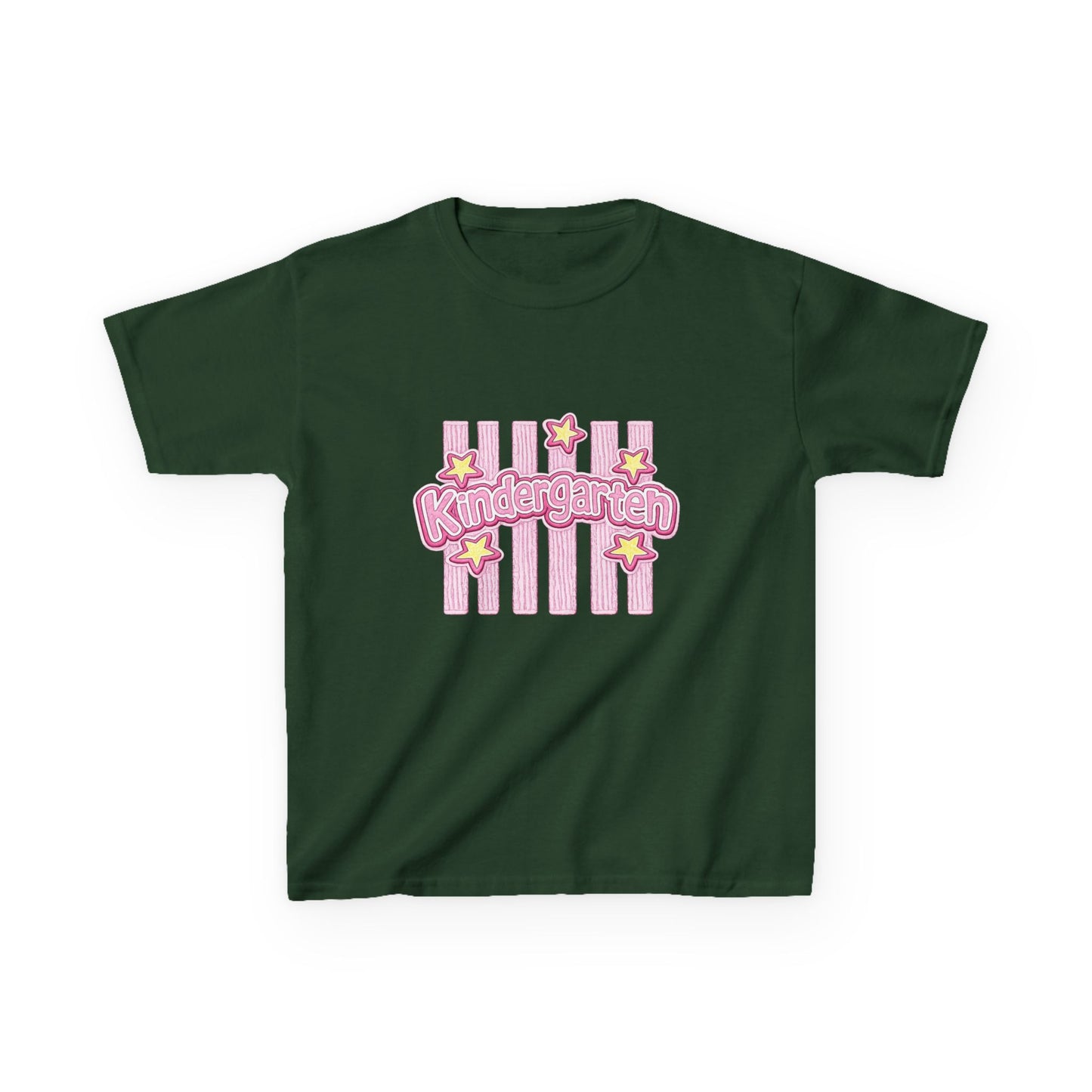 Kindergarten Kids Tee — Cute Pink Stars & Stripes Back-to-School Shirt
