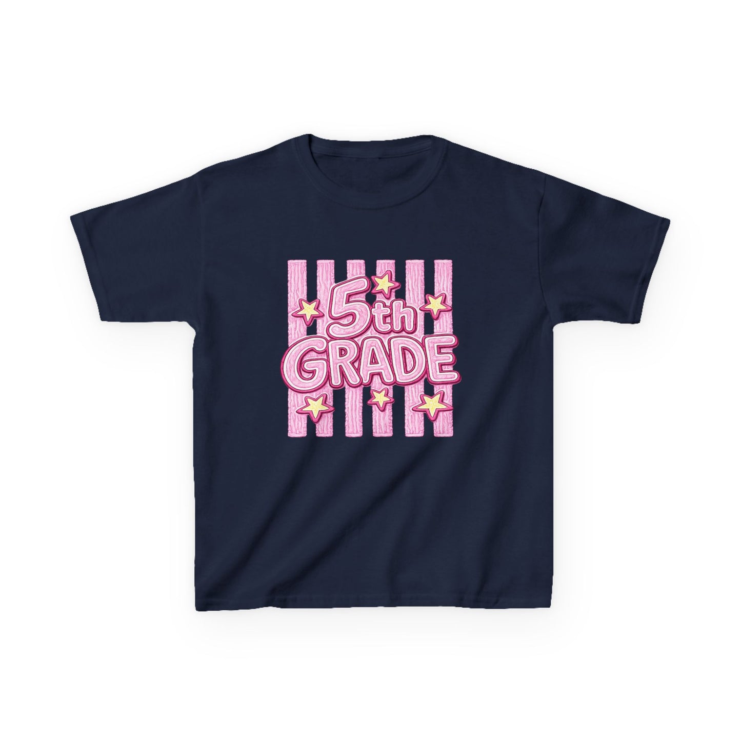 5th Grade Kids T-Shirt — Cute Pink Striped Back-to-School Tee