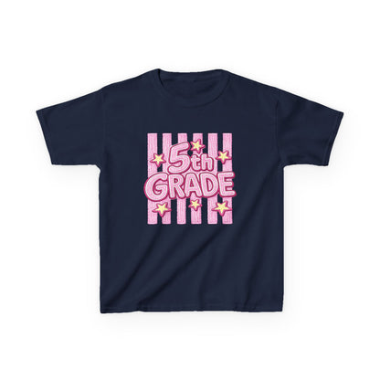 5th Grade Kids T-Shirt — Cute Pink Striped Back-to-School Tee