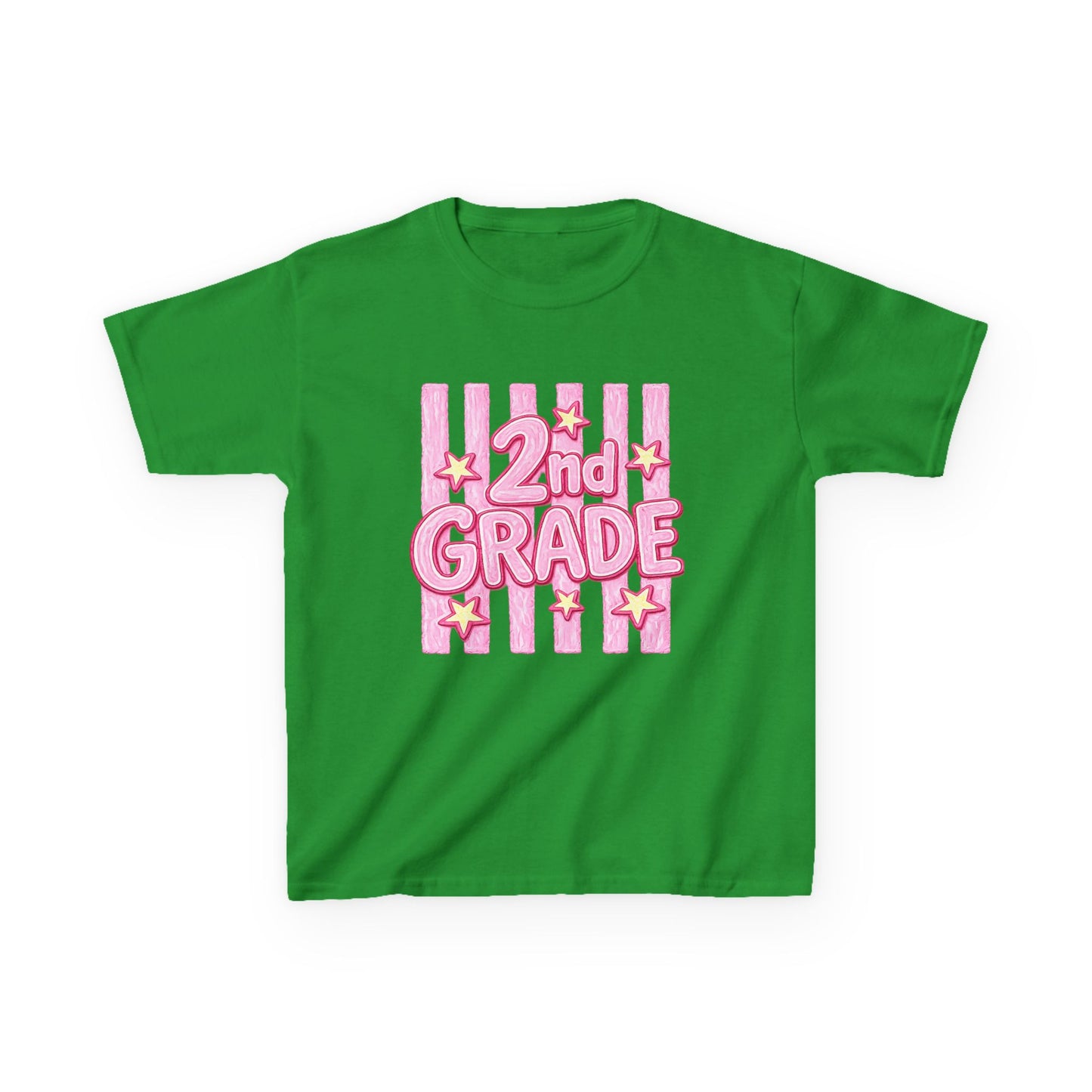 2nd Grade Kids T‑Shirt — Pink Star Stripes Back-to-School Tee