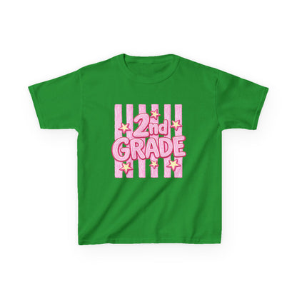 2nd Grade Kids T‑Shirt — Pink Star Stripes Back-to-School Tee