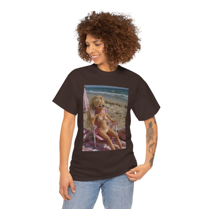 Vintage doll Beach Scene T-Shirt | Retro Doll Summer Print