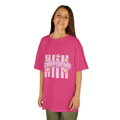 Kindergarten Kids Tee — Cute Pink Stars & Stripes Back-to-School Shirt