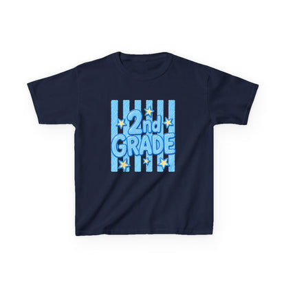 2nd Grade Kids T‑Shirt — Cute Blue Stripe "2nd Grade" Back to School Tee