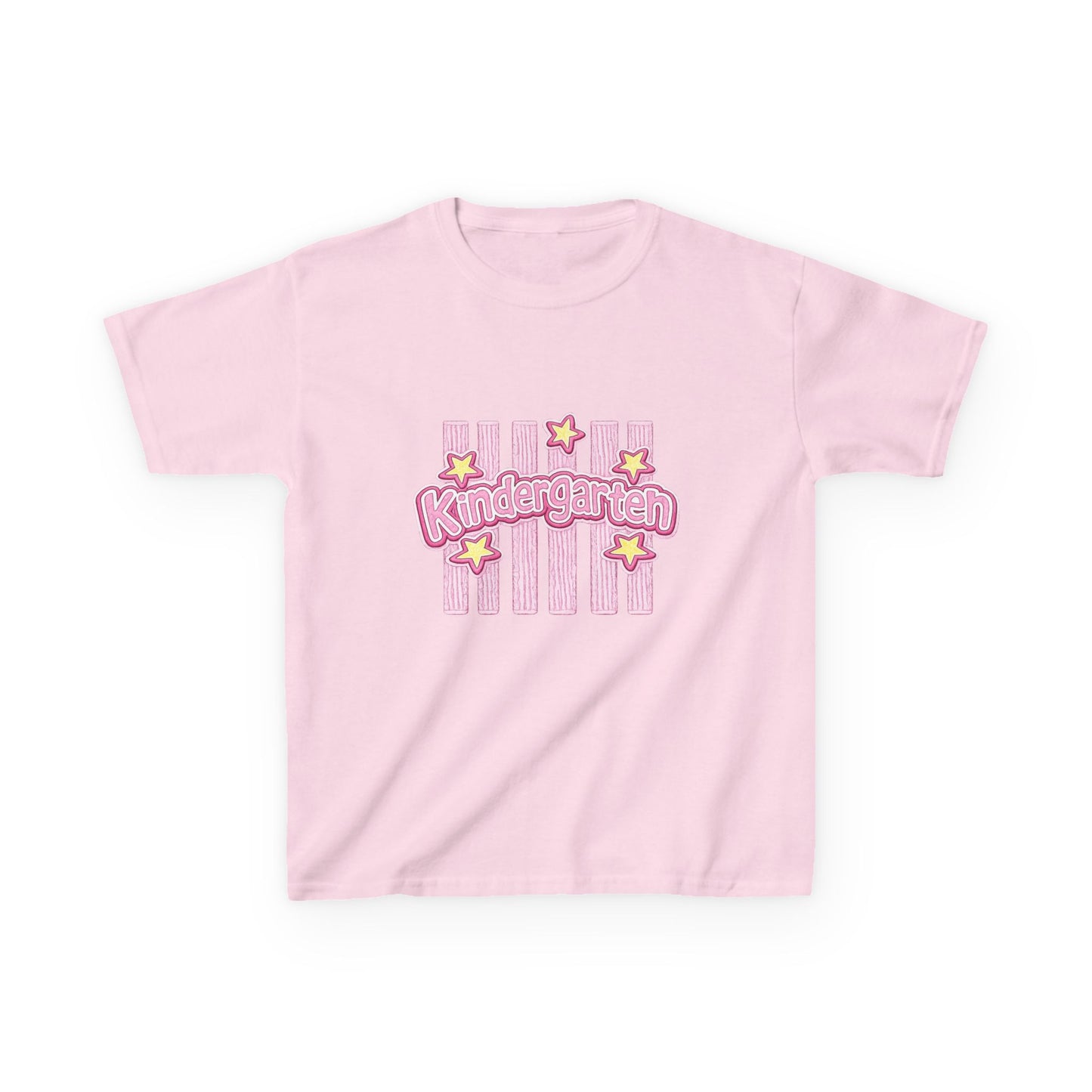 Kindergarten Kids Tee — Cute Pink Stars & Stripes Back-to-School Shirt
