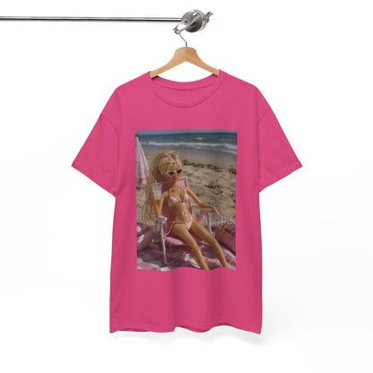 Vintage doll Beach Scene T-Shirt | Retro Doll Summer Print