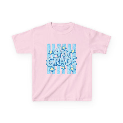 4th Grade Kids T-Shirt — Blue Striped Back-to-School Tee