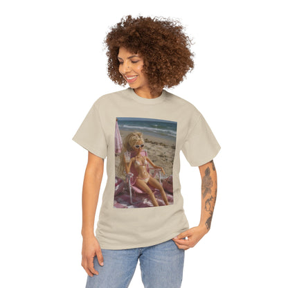 Vintage doll Beach Scene T-Shirt | Retro Doll Summer Print