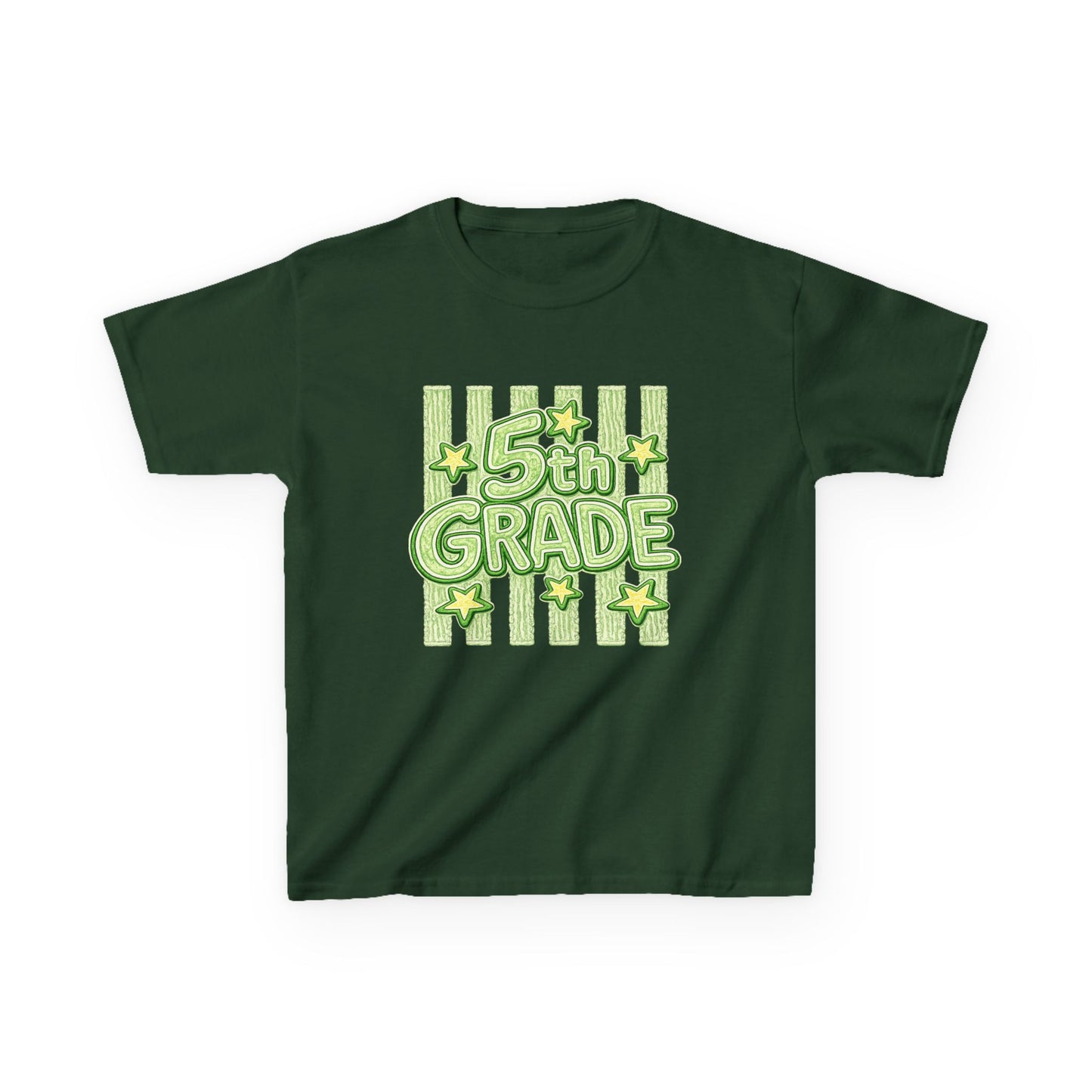 5th Grade Kids T-Shirt — Fun Green Stars Back-to-School Tee