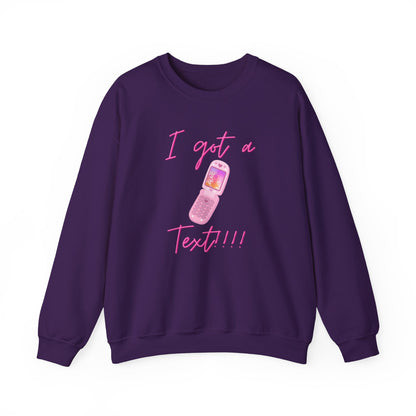 I Got a Text! Crewneck Sweatshirt — Retro Pink Flip Phone Graphic