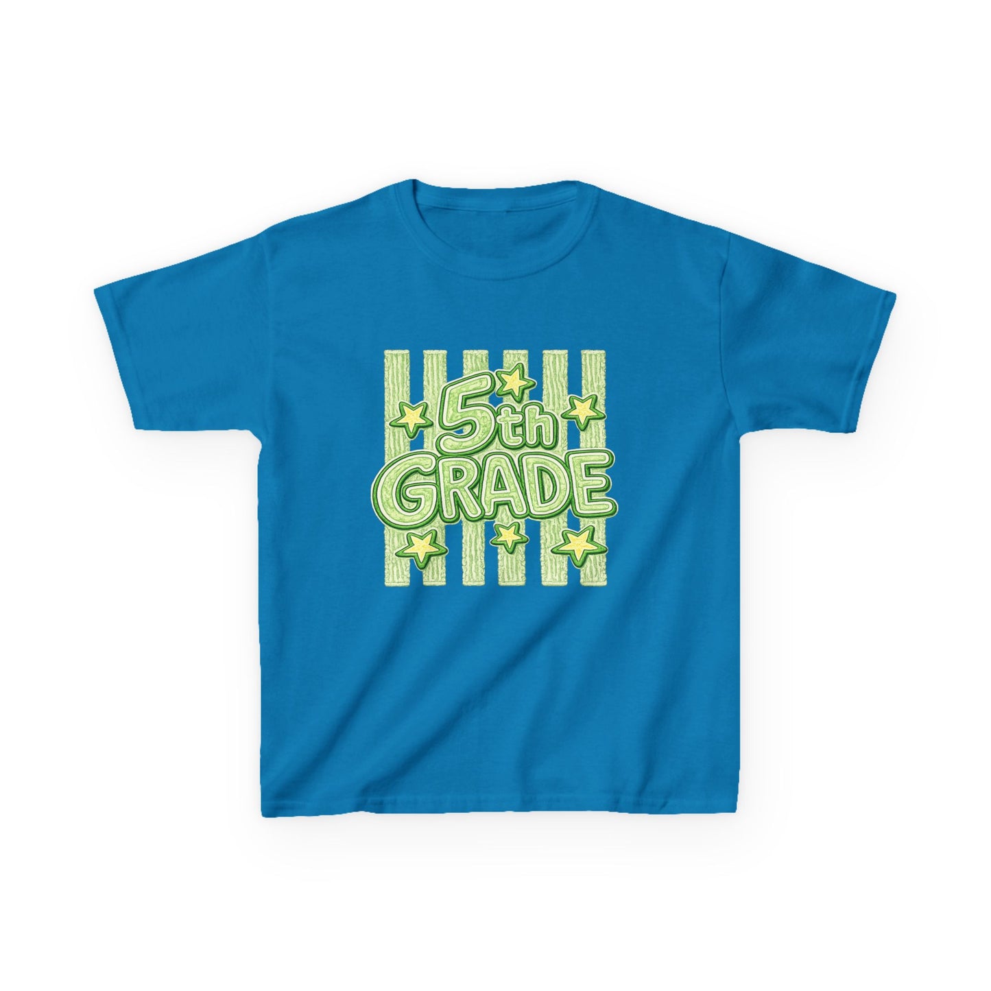 5th Grade Kids T-Shirt — Fun Green Stars Back-to-School Tee