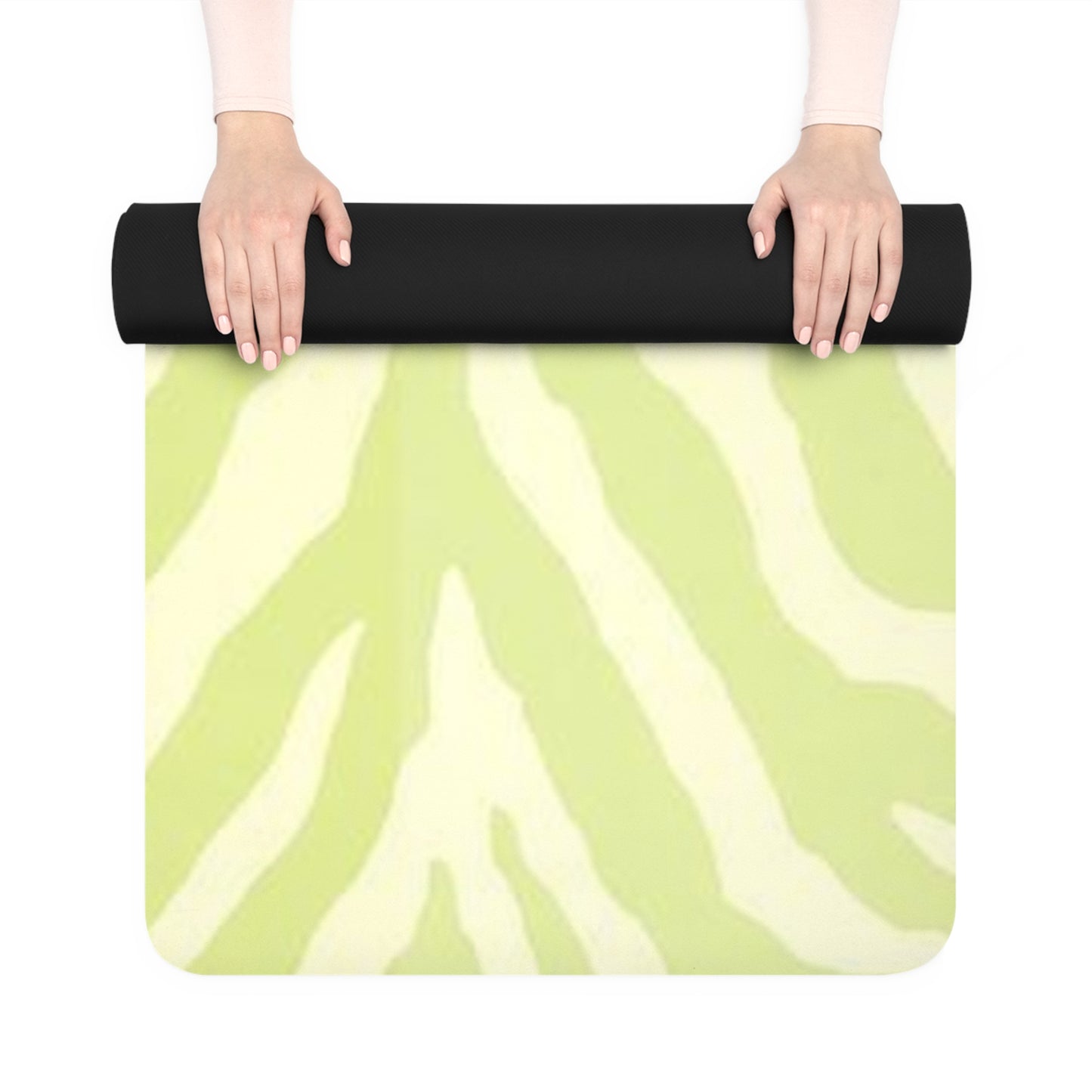 Lime Zebra Print Rubber Yoga Mat — Non‑Slip Eco Grip for Home & Studio