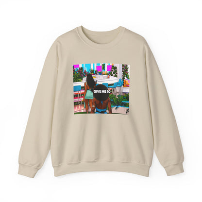 Give Me 10 Crewneck Sweatshirt — Retro Poolside Graphic Pullover