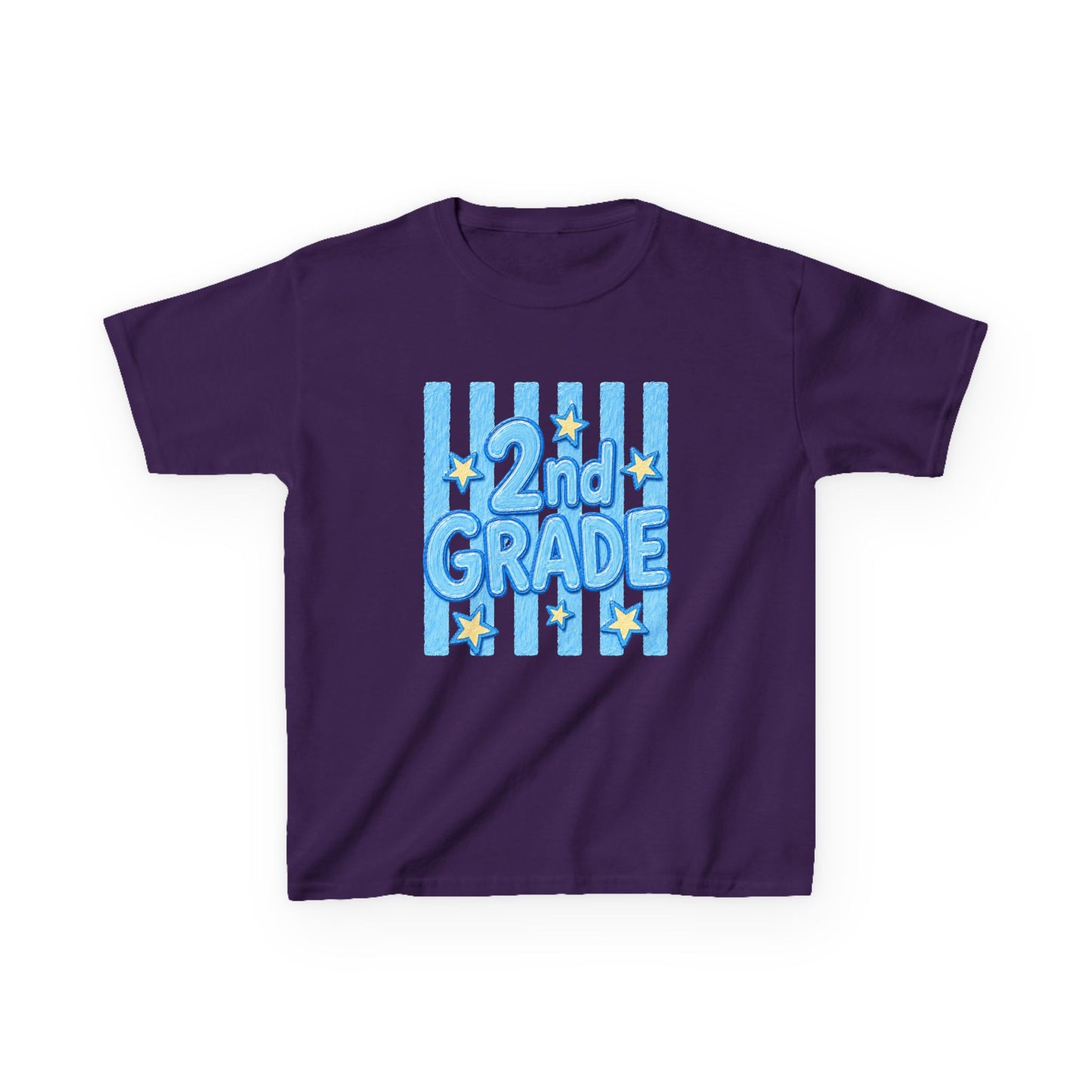 2nd Grade Kids T‑Shirt — Cute Blue Stripe "2nd Grade" Back to School Tee