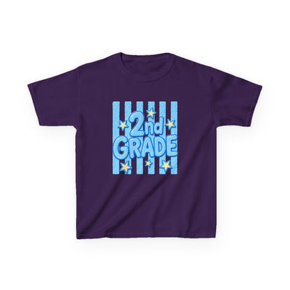 2nd Grade Kids T‑Shirt — Cute Blue Stripe "2nd Grade" Back to School Tee