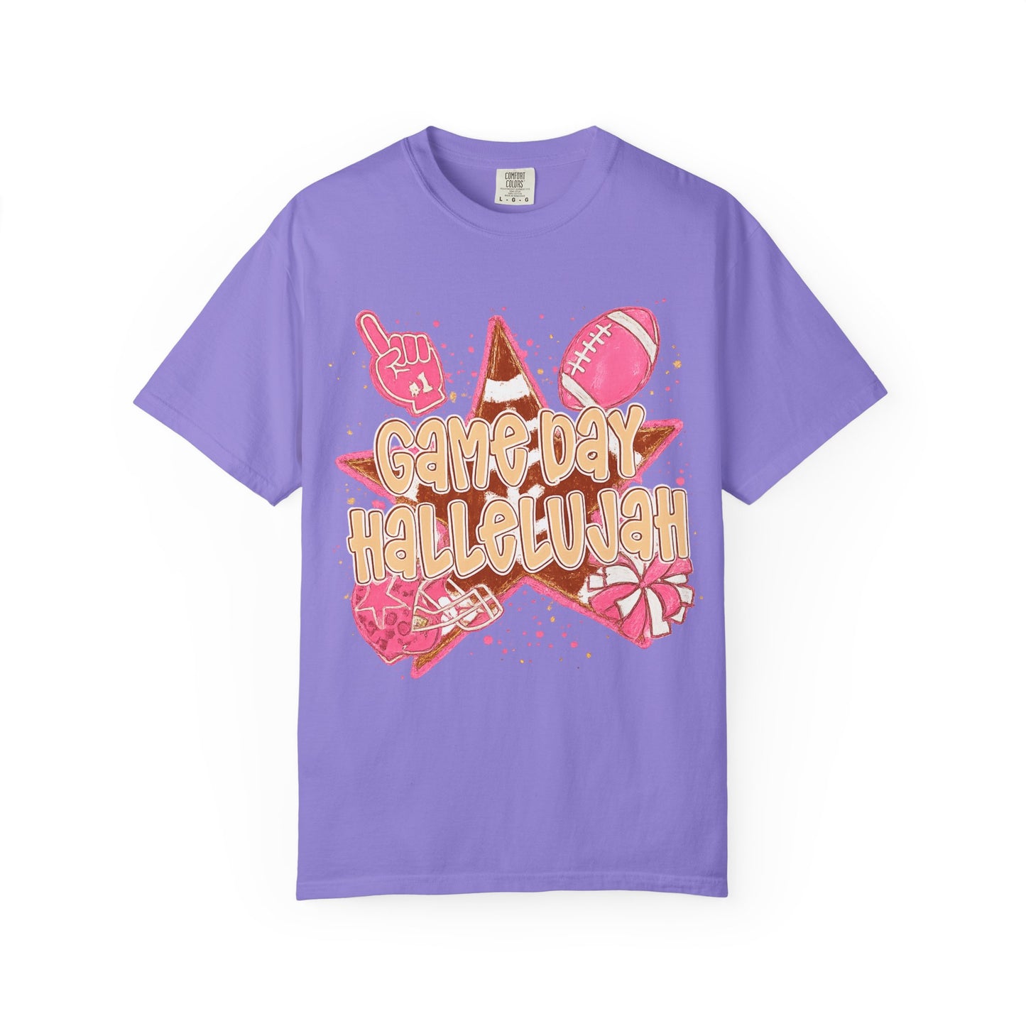 Game Day Hallelujah T-Shirt — Pink Football Cheer Graphic Tee