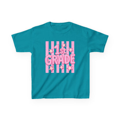 1st Grade Kids T‑Shirt - Cute Pink Stars Back-to-School Tee