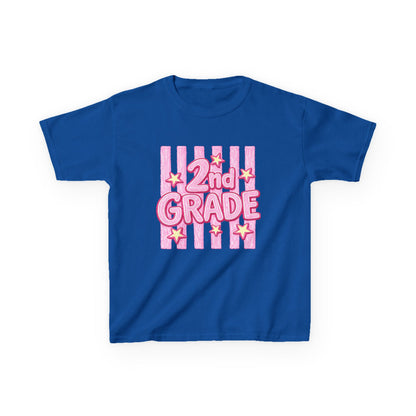 2nd Grade Kids T‑Shirt — Pink Star Stripes Back-to-School Tee
