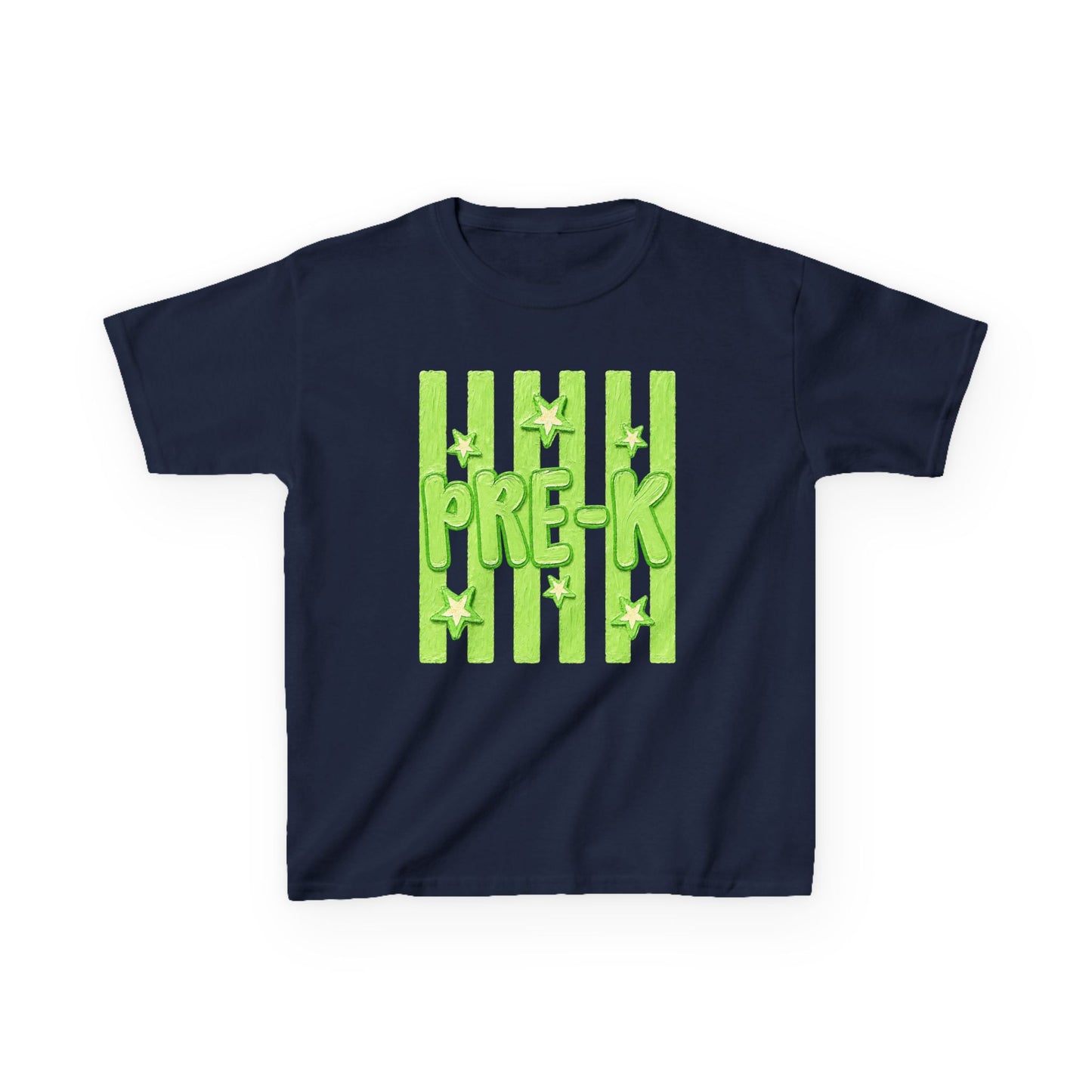 Pre-K Kids T-Shirt — Bright Green Striped Preschool Tee