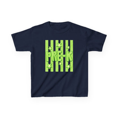Pre-K Kids T-Shirt — Bright Green Striped Preschool Tee