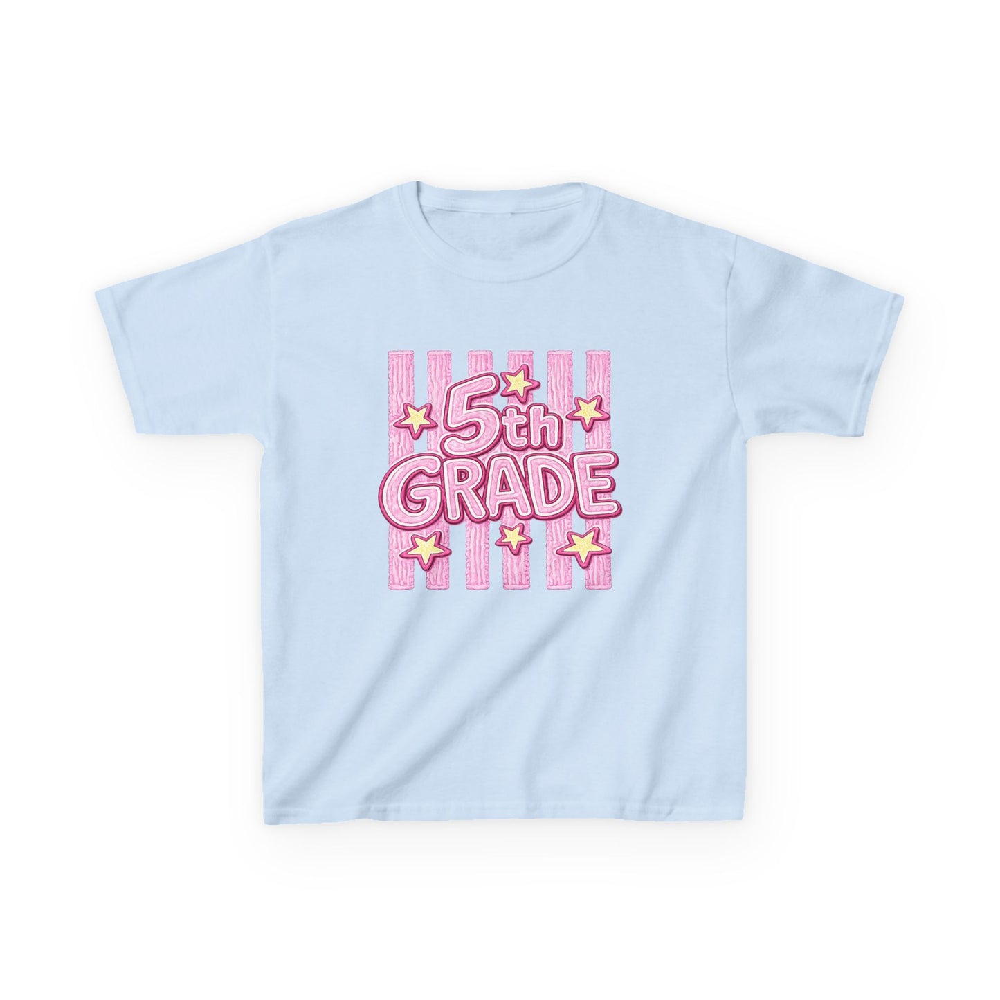 5th Grade Kids T-Shirt — Cute Pink Striped Back-to-School Tee