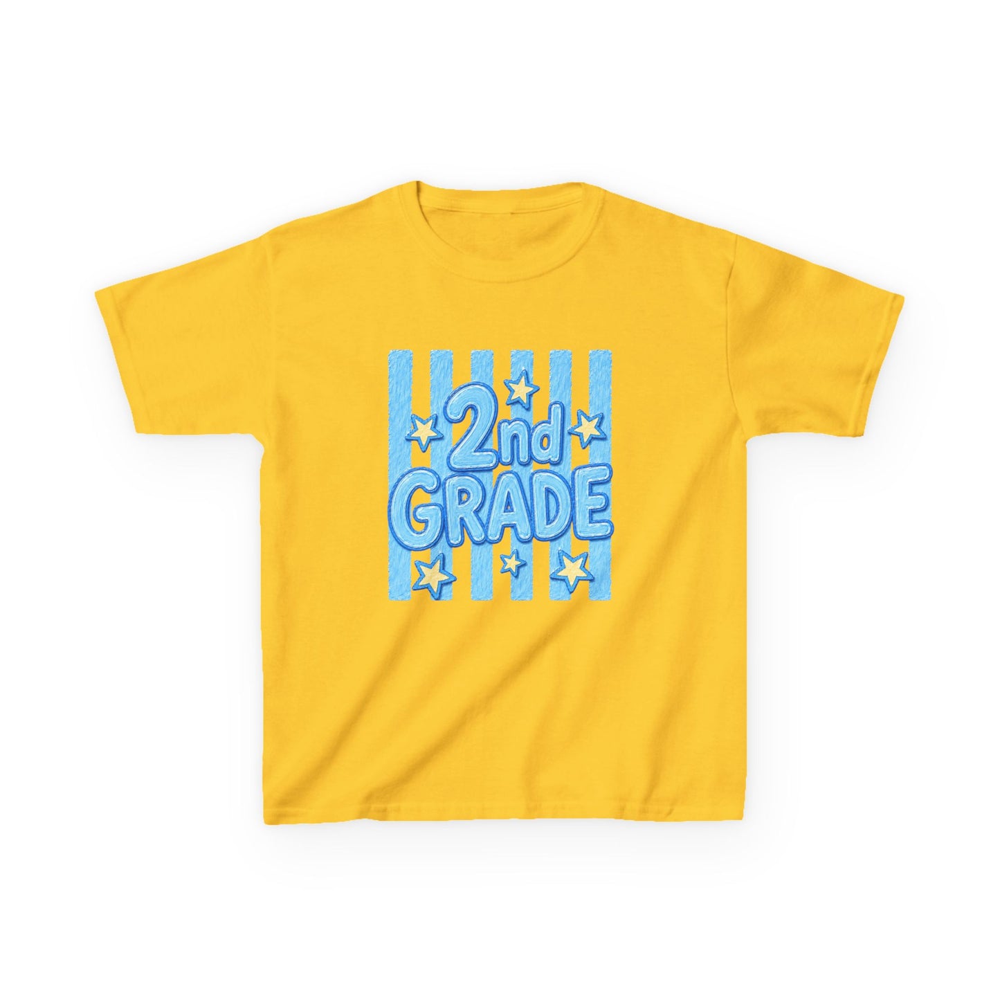 2nd Grade Kids T‑Shirt — Cute Blue Stripe "2nd Grade" Back to School Tee