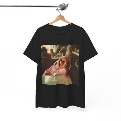 Doll in Pink Coat Photo Tee | Vintage Bar Scene, Martini Glass