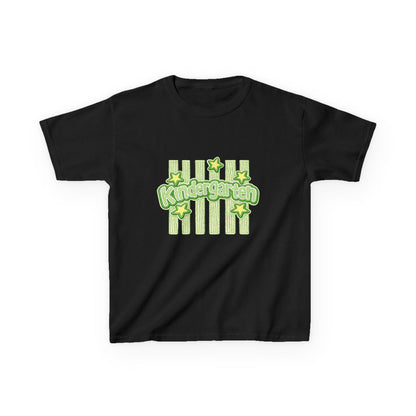 Kindergarten Stars Kids T‑Shirt — Cute Green Striped Back‑to‑School Tee