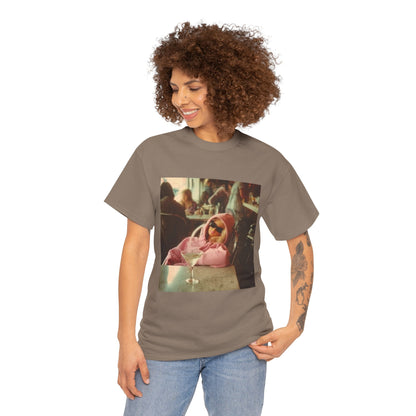 Doll in Pink Coat Photo Tee | Vintage Bar Scene, Martini Glass