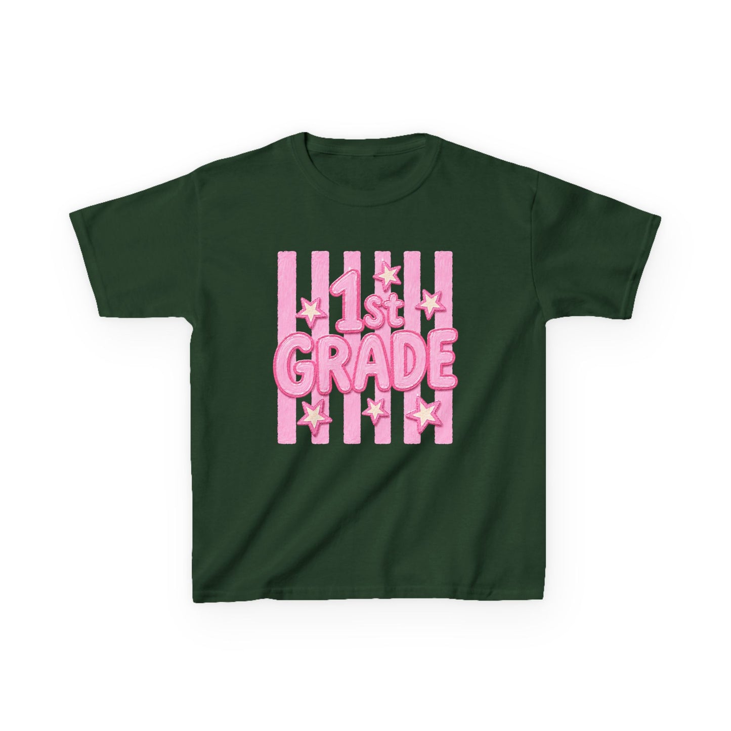 1st Grade Kids T‑Shirt - Cute Pink Stars Back-to-School Tee