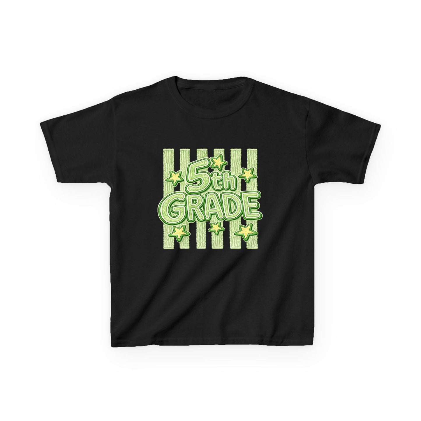 5th Grade Kids T-Shirt — Fun Green Stars Back-to-School Tee