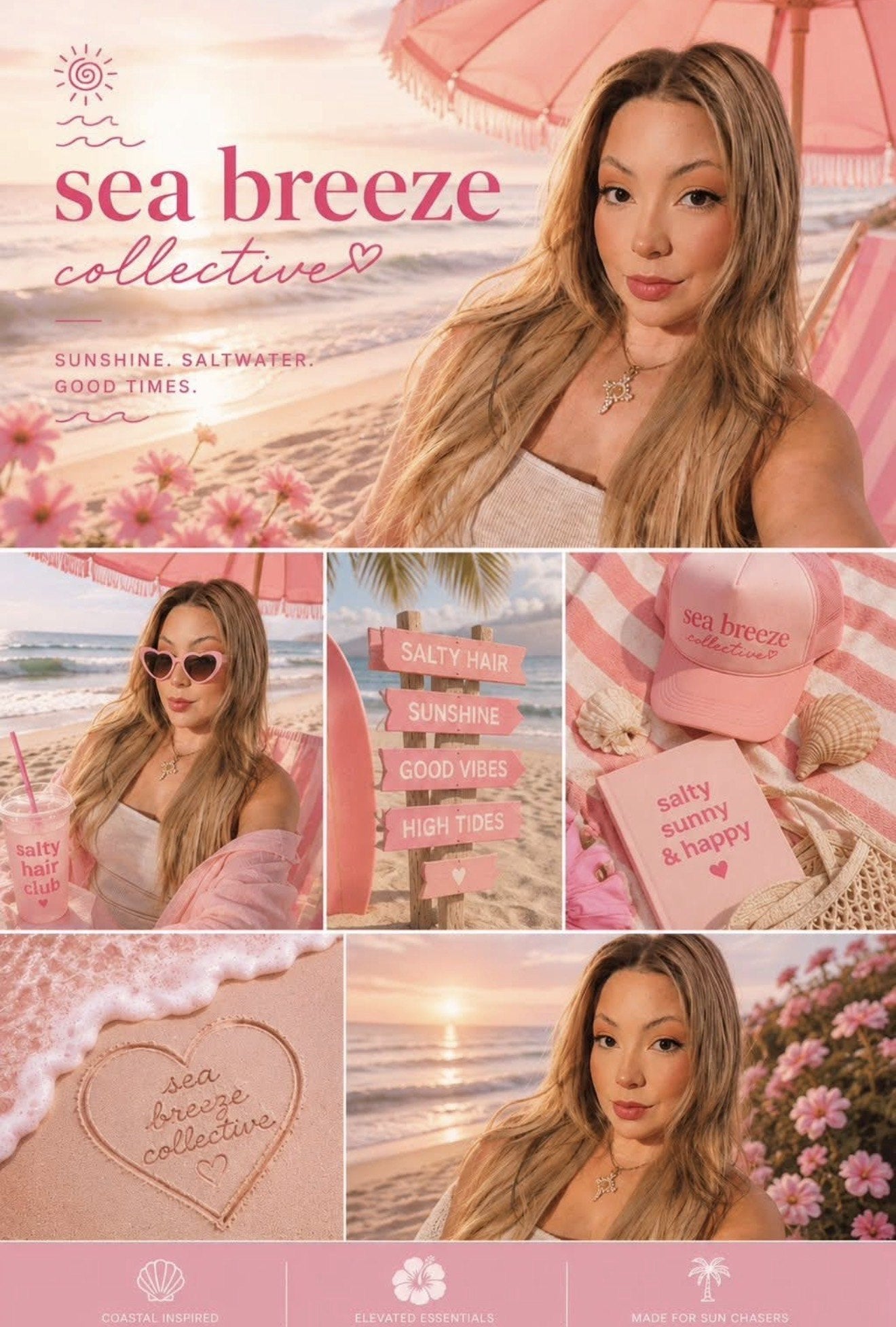 Sea Breeze Collective pink beach brand collage